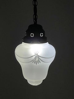 Dutch Satin Crystal Pendant Lamp, Ca 1900