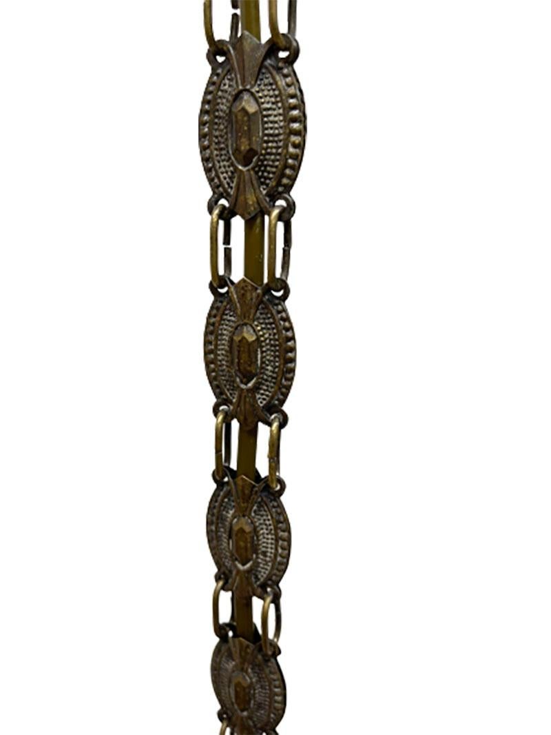 Brass Dutch Satin Crystal Pendant Lamp, Ca 1900 For Sale