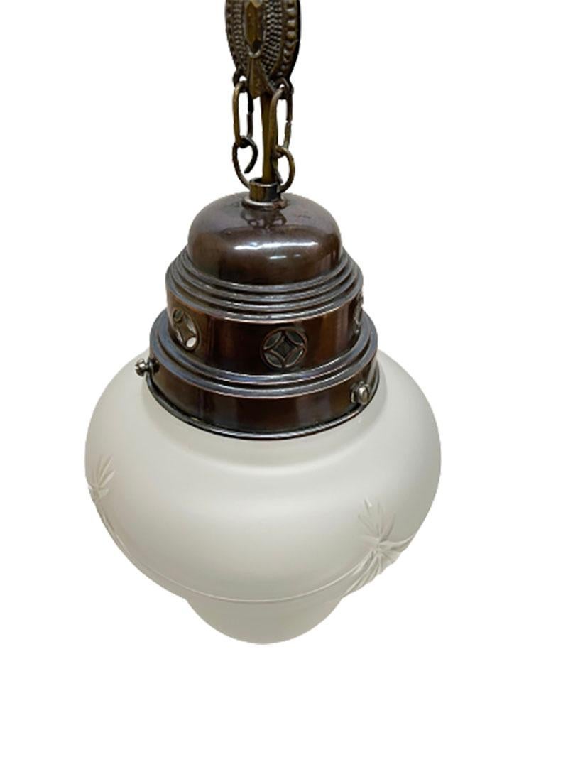 Dutch Satin Crystal Pendant Lamp, Ca 1900 For Sale 1