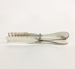 Dutch Silver Asparagus Tongs 1920 with Pearl Edging