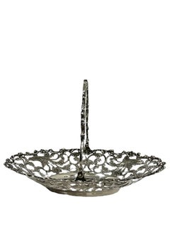 Dutch Silver Bonbon Basket with Movable Handle, by G. Schoorl, 1956