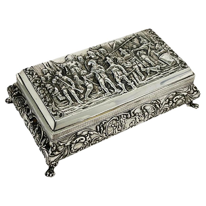 Dutch Silver Box with "De Nachtwacht" Rembrandt by H. Hinne, 1924