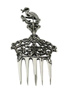 Dutch Silver Bread Fork with Stork Handle Made by Gerardus Schoorl, 1912