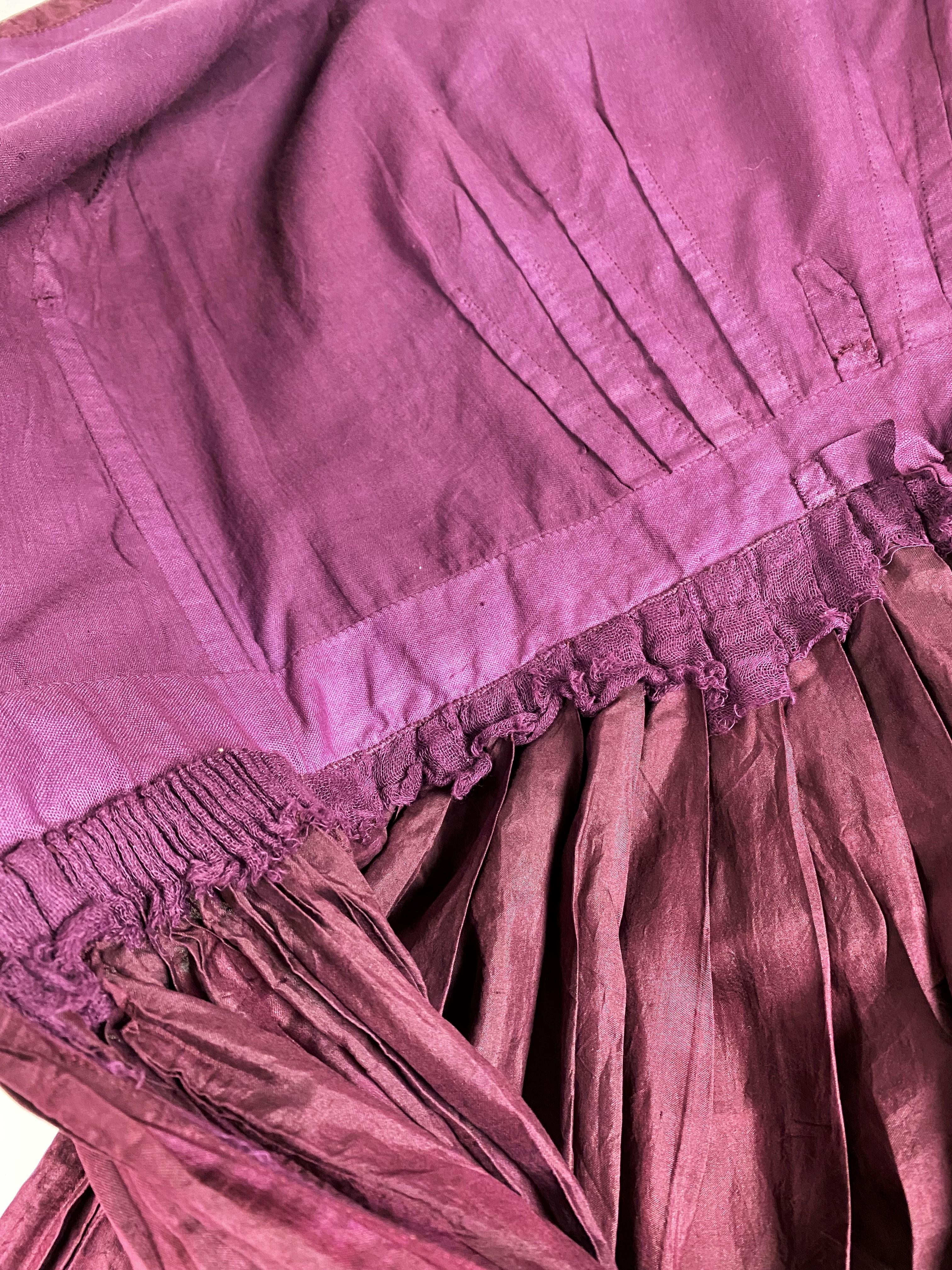 A Dyed Taffeta-Aubergine French Day Dress Circa 1845 11
