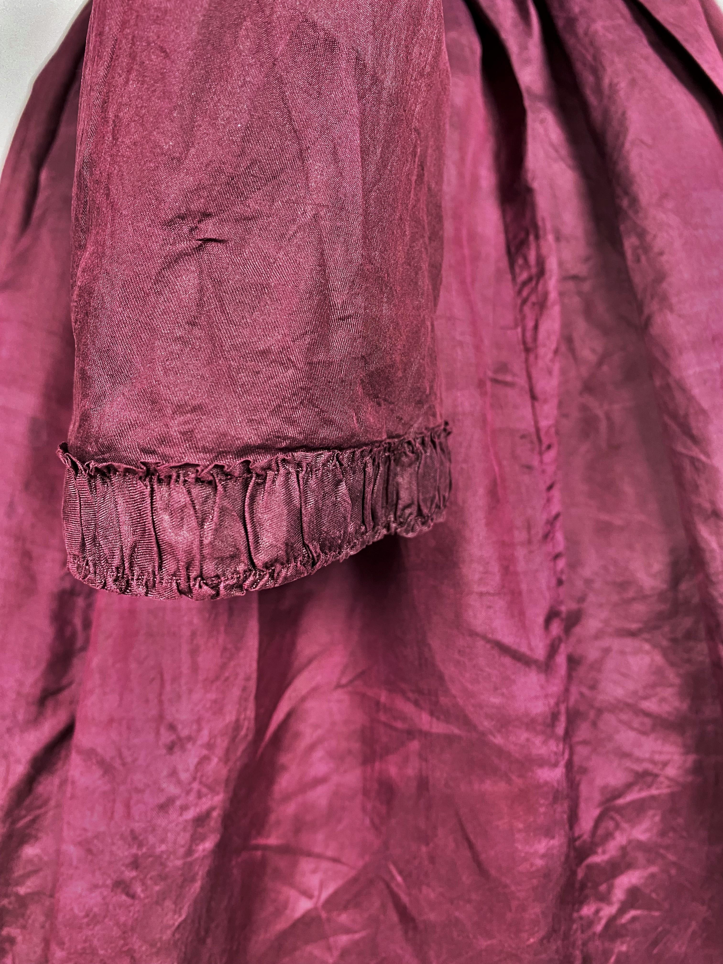 A Dyed Taffeta-Aubergine French Day Dress Circa 1845 2