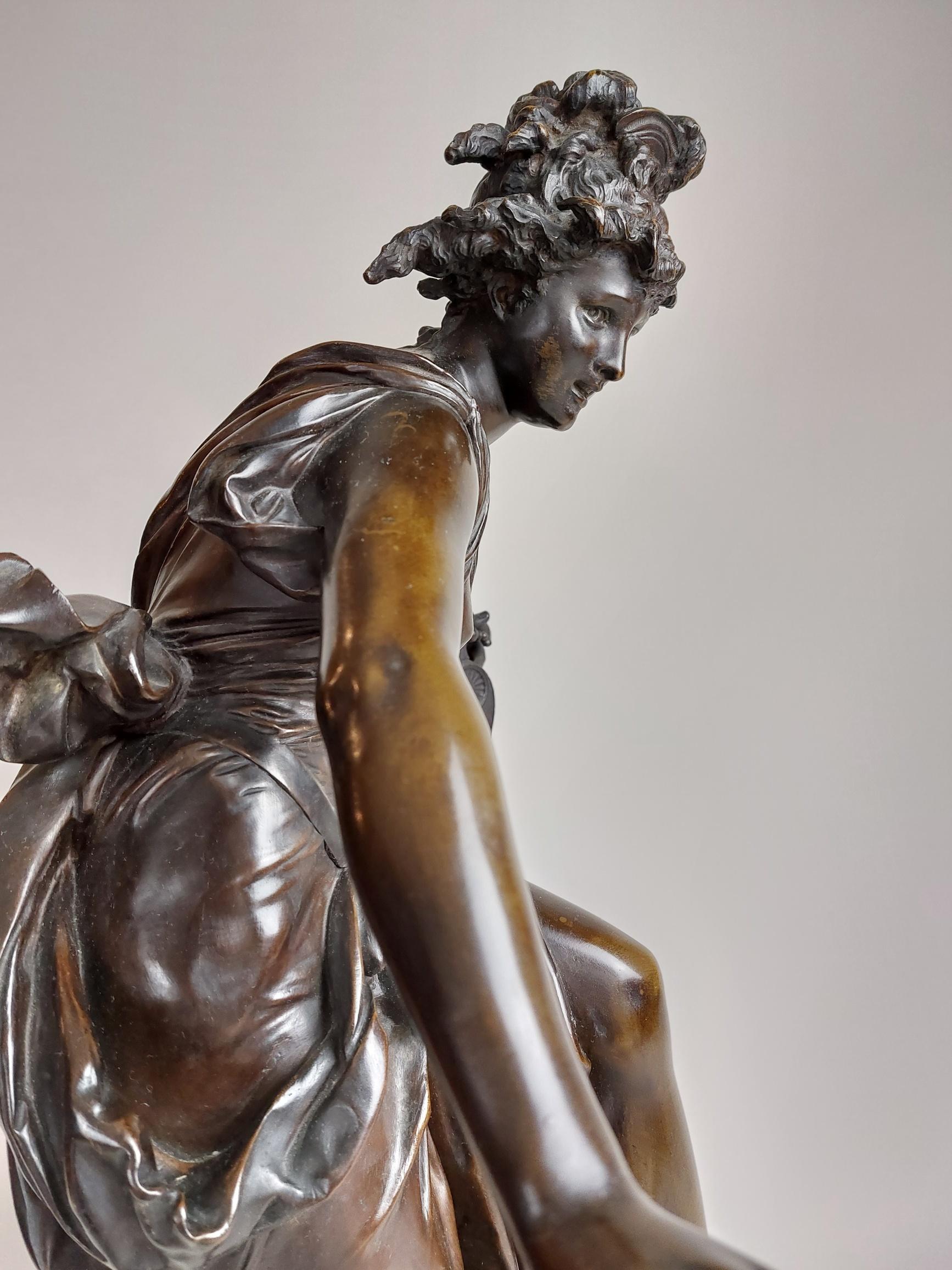 Cast Dynamic 19th Century French Bronze of the Goddess Harmonie For Sale