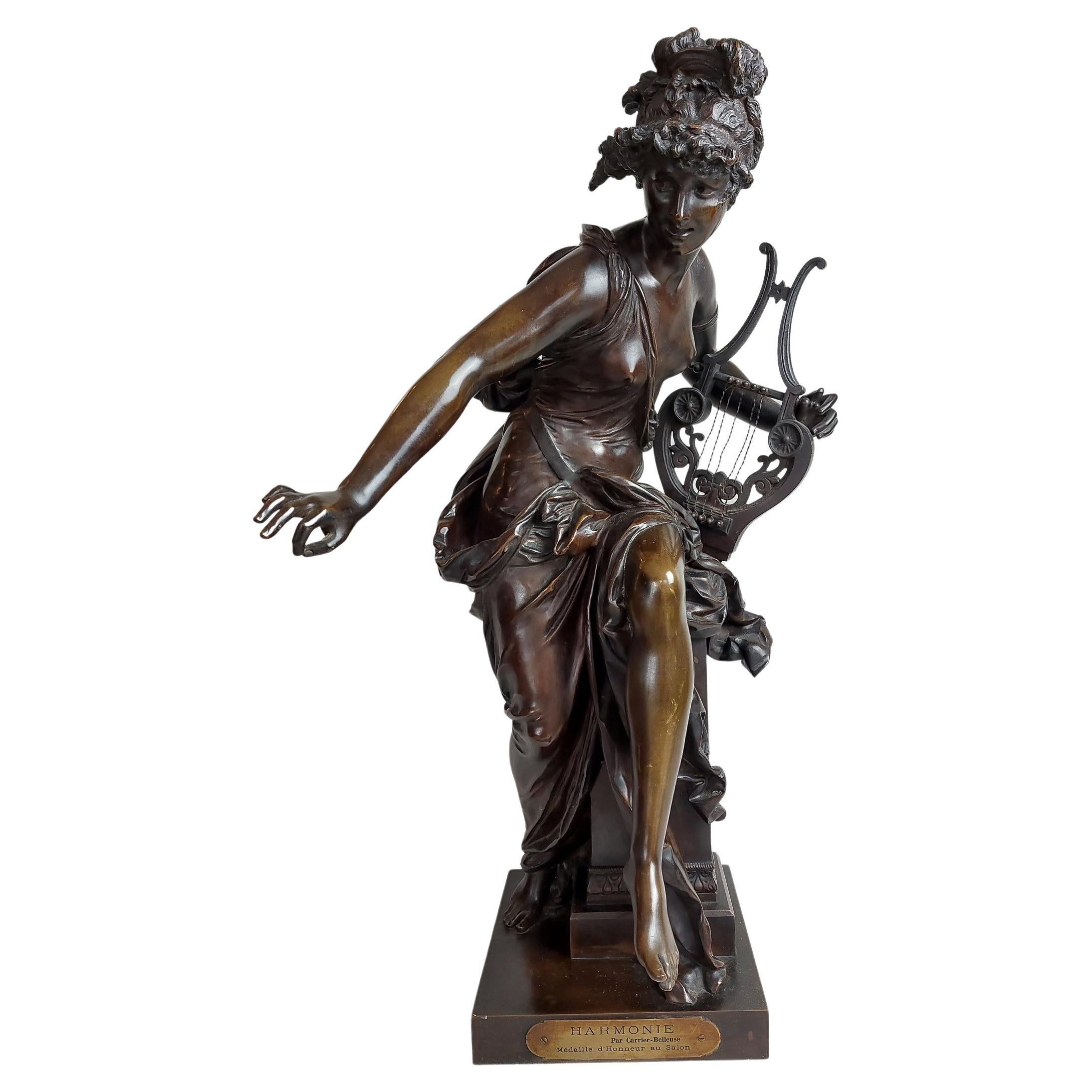 Dynamic 19th Century French Bronze of the Goddess Harmonie For Sale
