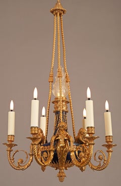 A.-E. Beurdeley, Gilt Bronze Chandelier with Terms, France, circa 1880