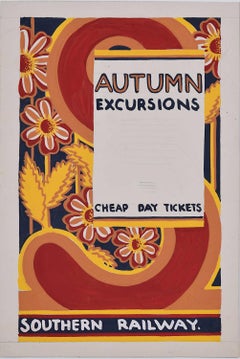 Autumn Excursions on the Southern Railway, 1930 poster design by A. E. Halliwell