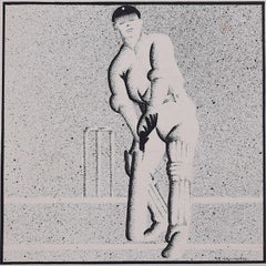 Cricket: Defending the Wicket, affiche vintage des années 1930 par A. E. Halliwell