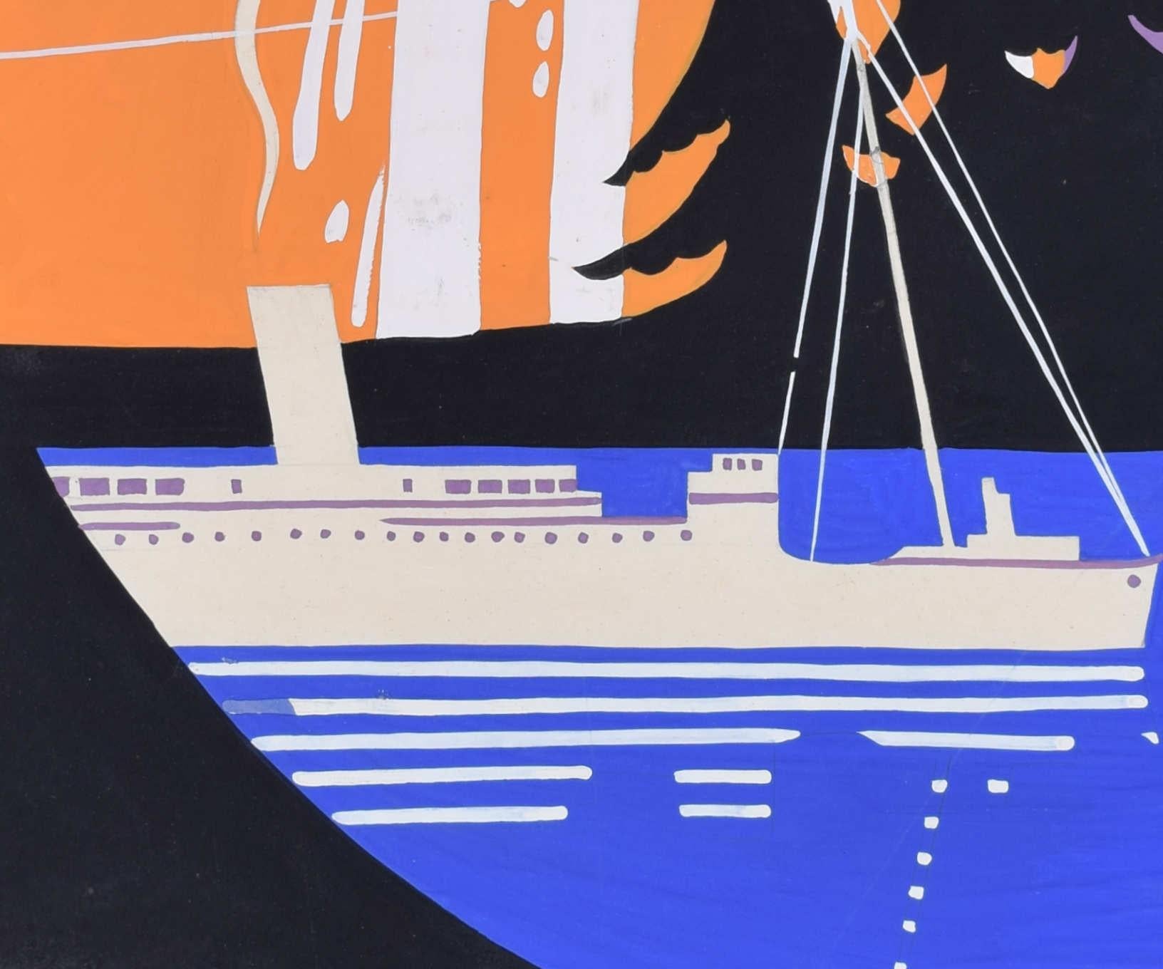 Cruises to Norway, Reiseplakat entworfen von A. E. Halliwell, ca. 1930 im Angebot 1