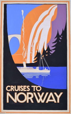Cruceros a Noruega, c.1930 cartel de viaje diseñado por A.E. Halliwell
