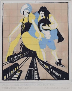Design for Underground Poster, 1927 art deco design by A. E. Halliwell