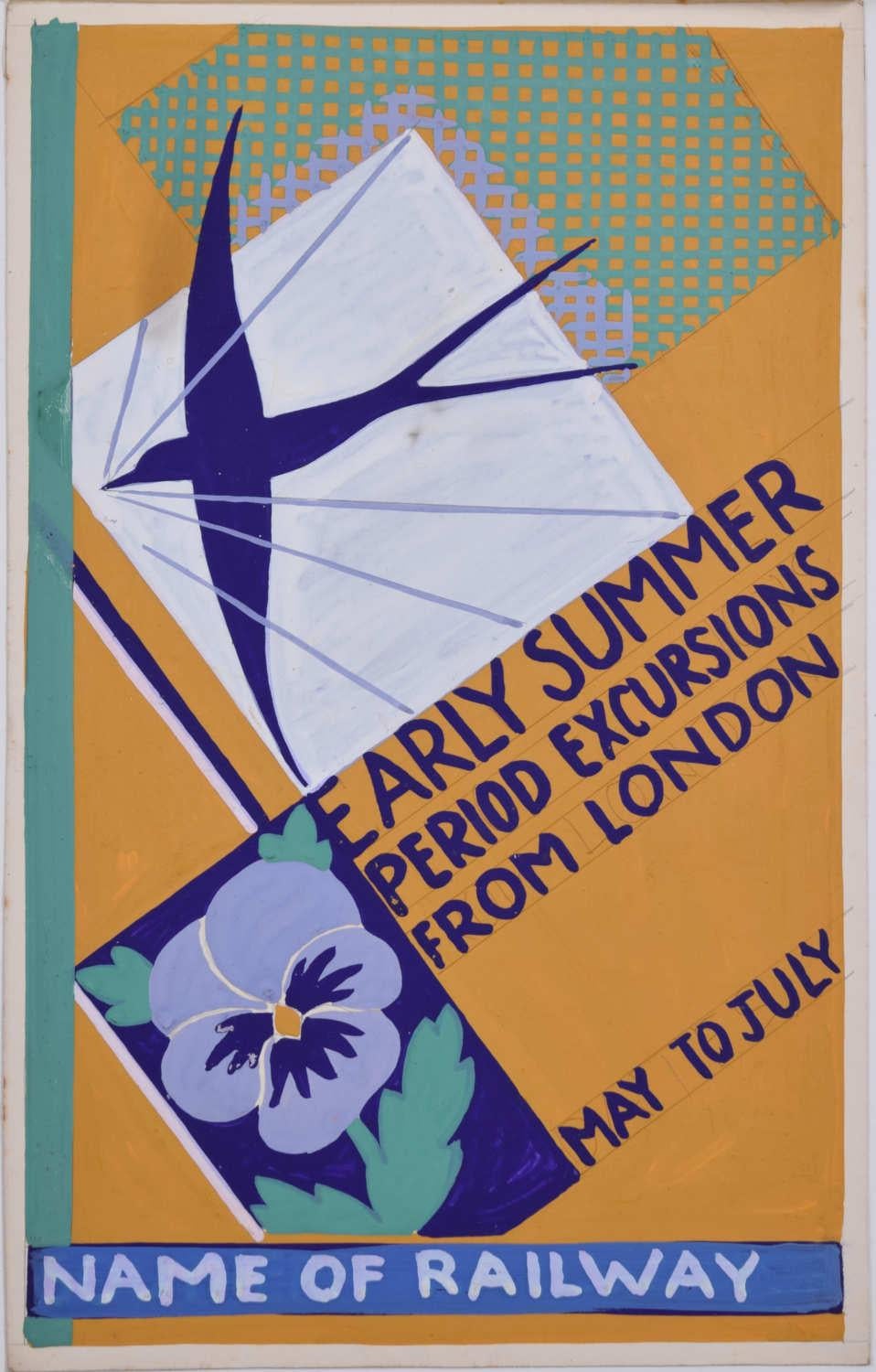 Figurative Painting de A. E. Halliwell - Early Summer Period Excursions from London, diseño de cartel ferroviario de los años 30