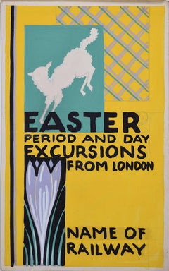 Escursioni di Pasqua da Londra, poster ferroviario degli anni '30 di A.E. Halliwell