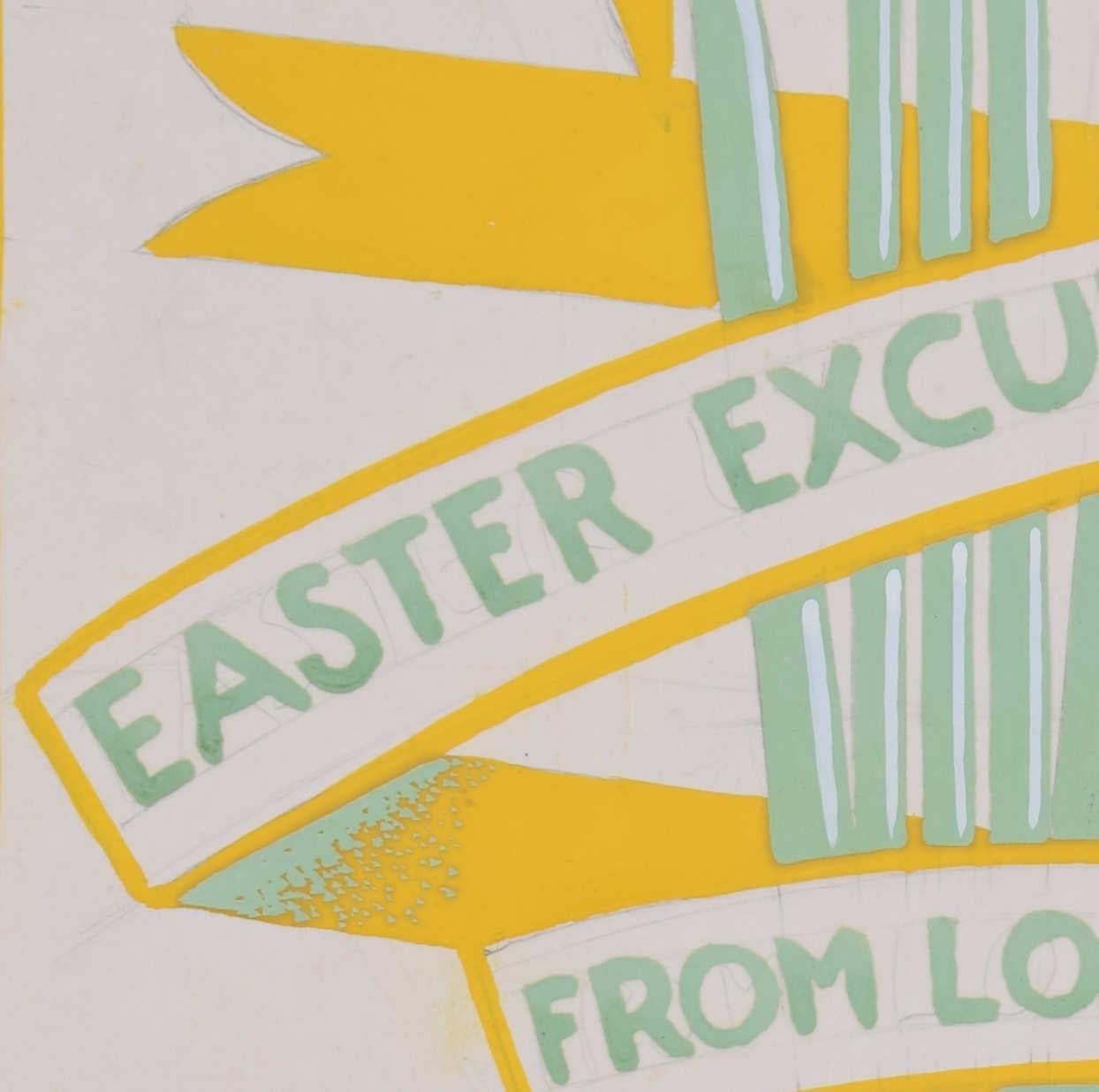 Easter Excursions from London, 1931 railway poster design by A. E. Halliwell For Sale 3