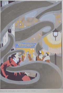 Fog, 1927 art deco poster design by A. E. Halliwell
