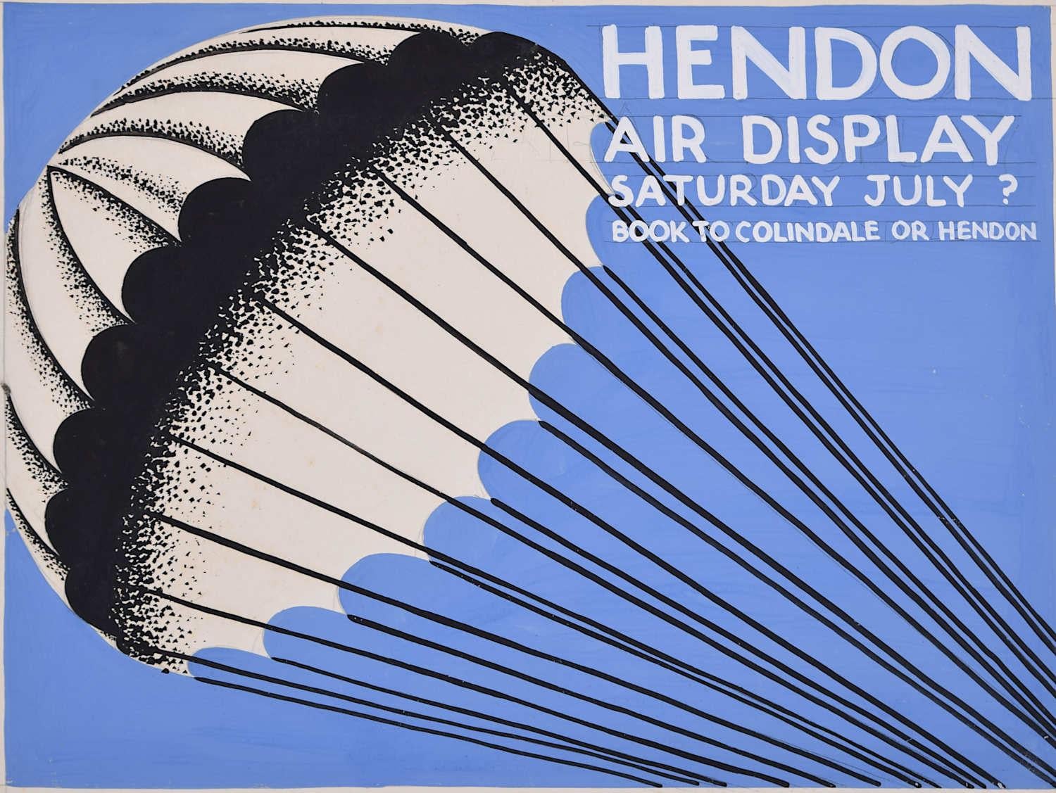 Vitrine aérienne de Hendon, design art déco vers 1930 par A. E. Halliwell
