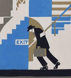 Lifts and Stairs Galore, c.1930 underground poster design by A. E. Halliwell
