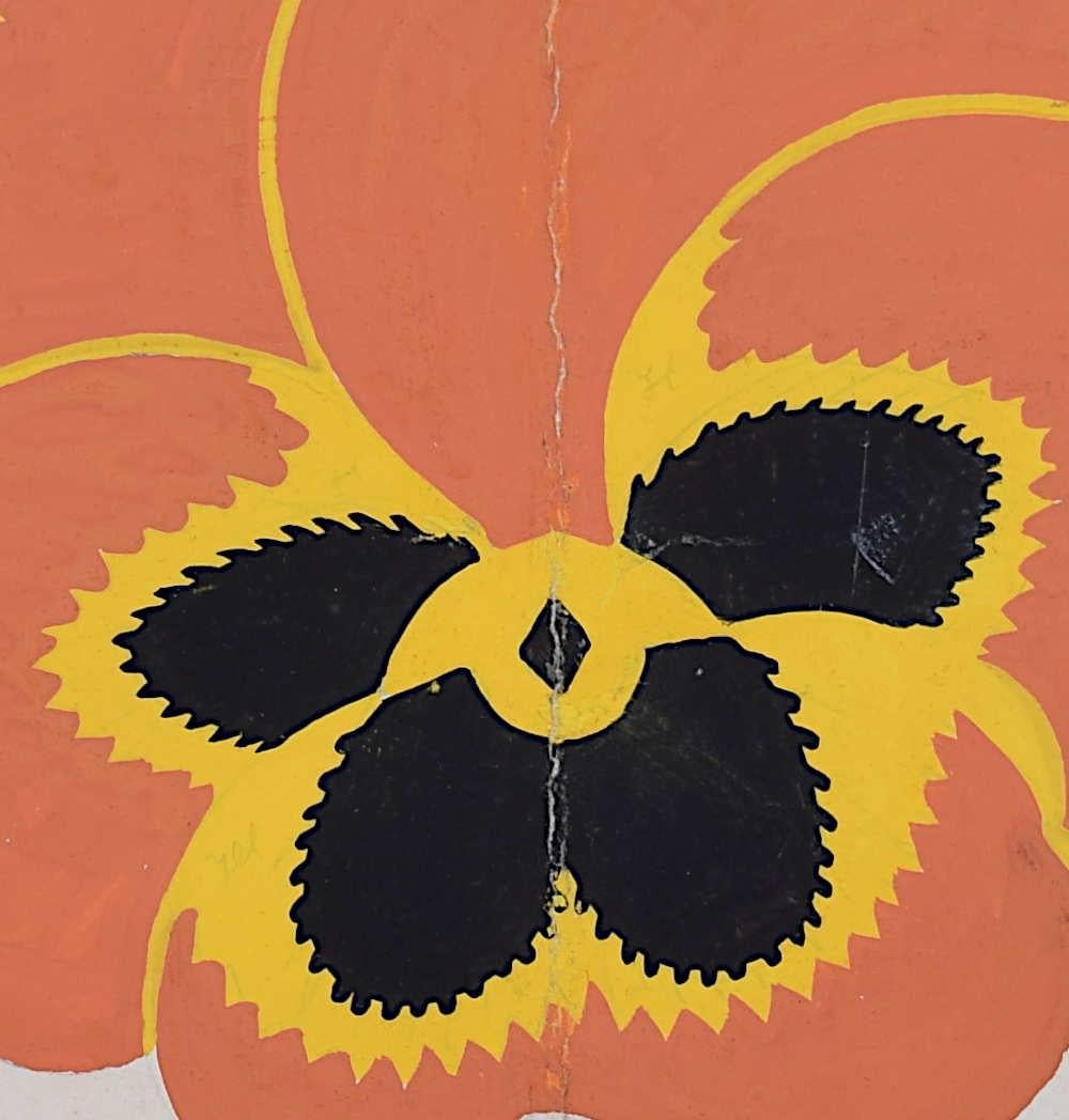Stiefmütterchen, Art-déco-Design der 1930er Jahre von A.E. Halliwell (Grau), Figurative Art, von A. E. Halliwell