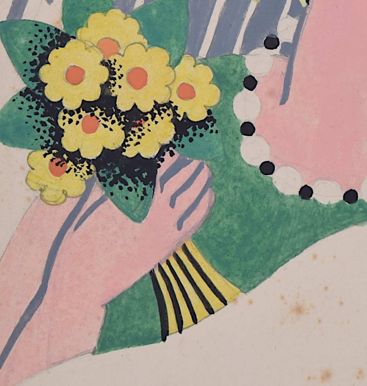 Spring, ca. 1930 Art-déco-G Gouache von A. E. Halliwell im Angebot 2