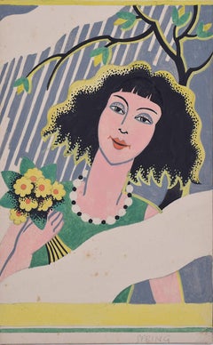 Spring, ca. 1930 Art-déco-G Gouache von A. E. Halliwell