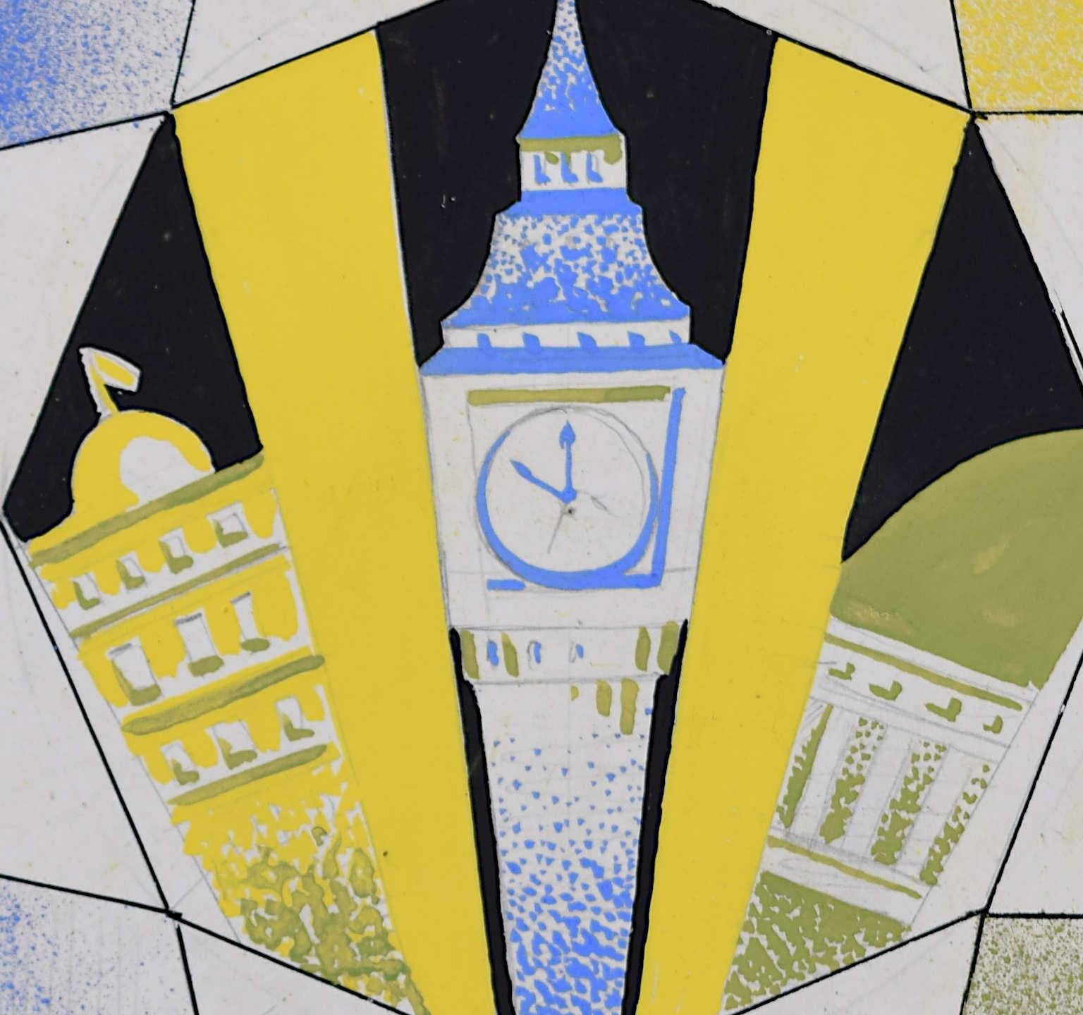 Il gioiello che è Londra, poster art déco degli anni '30 di A.E. Halliwell - Art di A. E. Halliwell