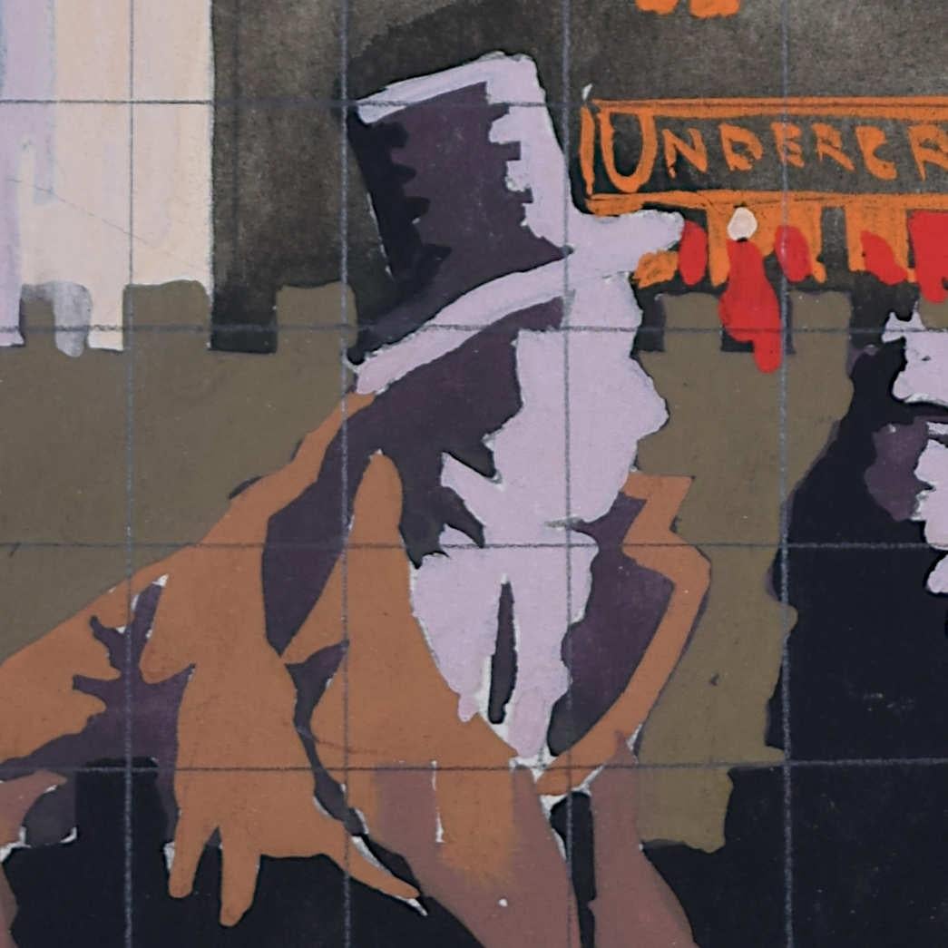 Underground to Escape the Fog, 1927, Art-déco-Plakatentwurf für das Art déco – Painting von A. E. Halliwell