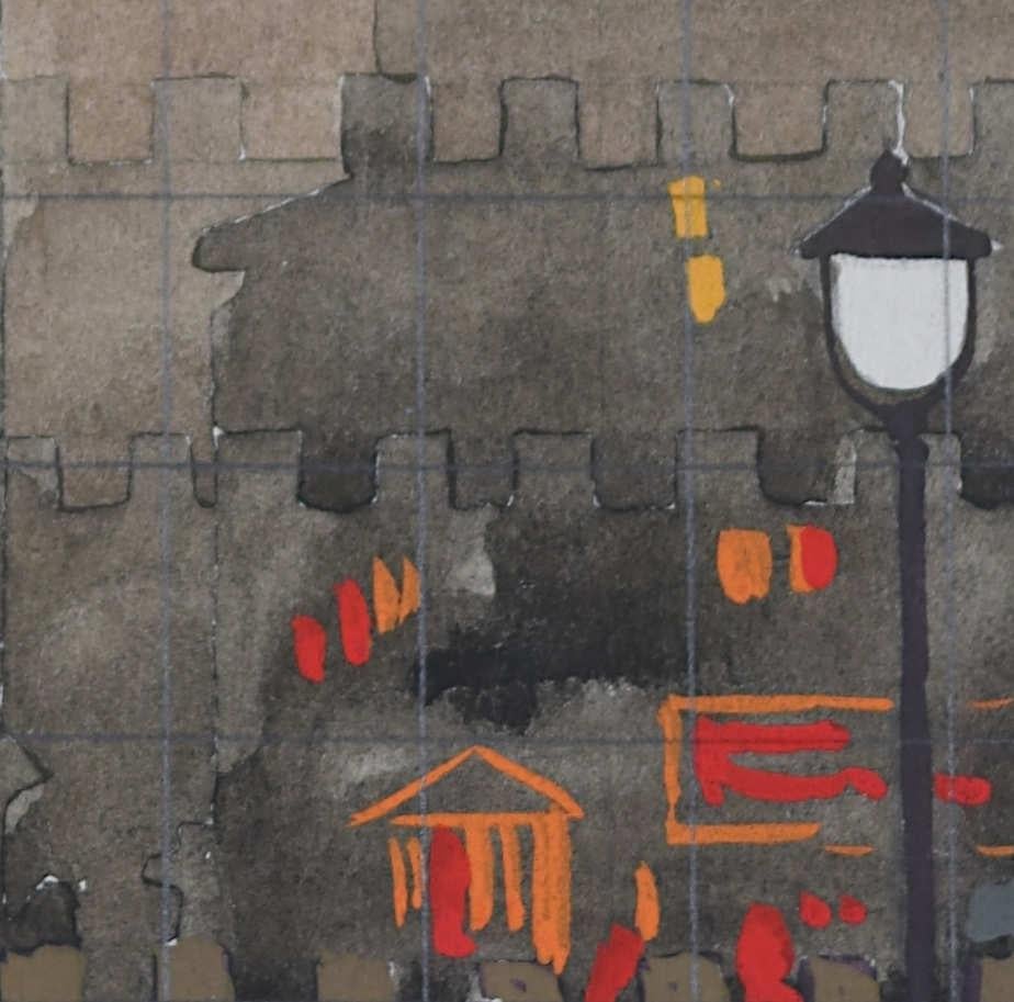 A. E. Halliwell (1905-1987)
Unterirdisch dem Nebel entkommen
Gouache
19 x 13 cm
c.1930
Unten rechts signiert und beschriftet 