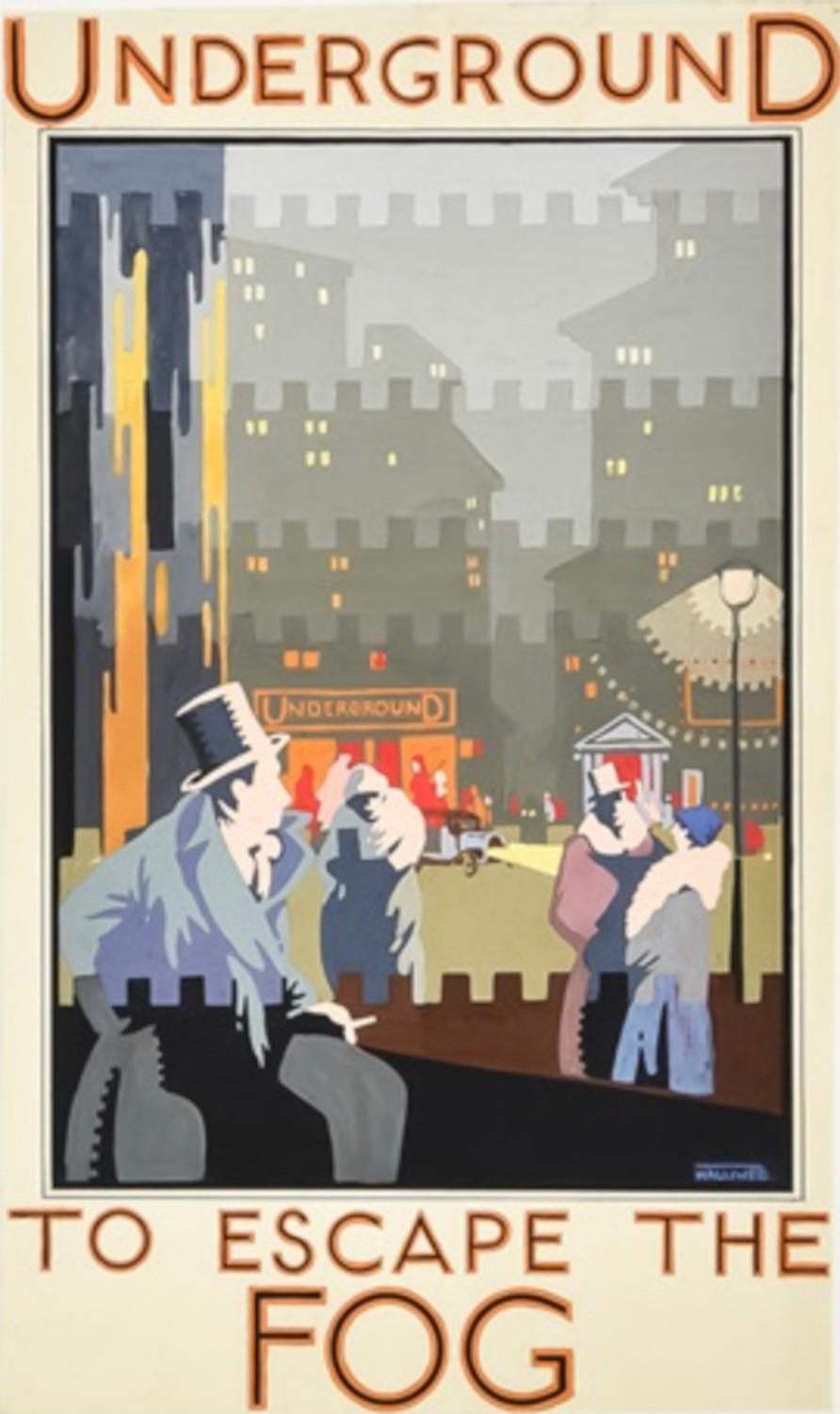 Underground to Escape the Fog, 1927, Art-déco-Plakatentwurf für das Art déco im Angebot 2