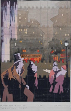 Underground to Escape the Fog , 1927 art deco poster design