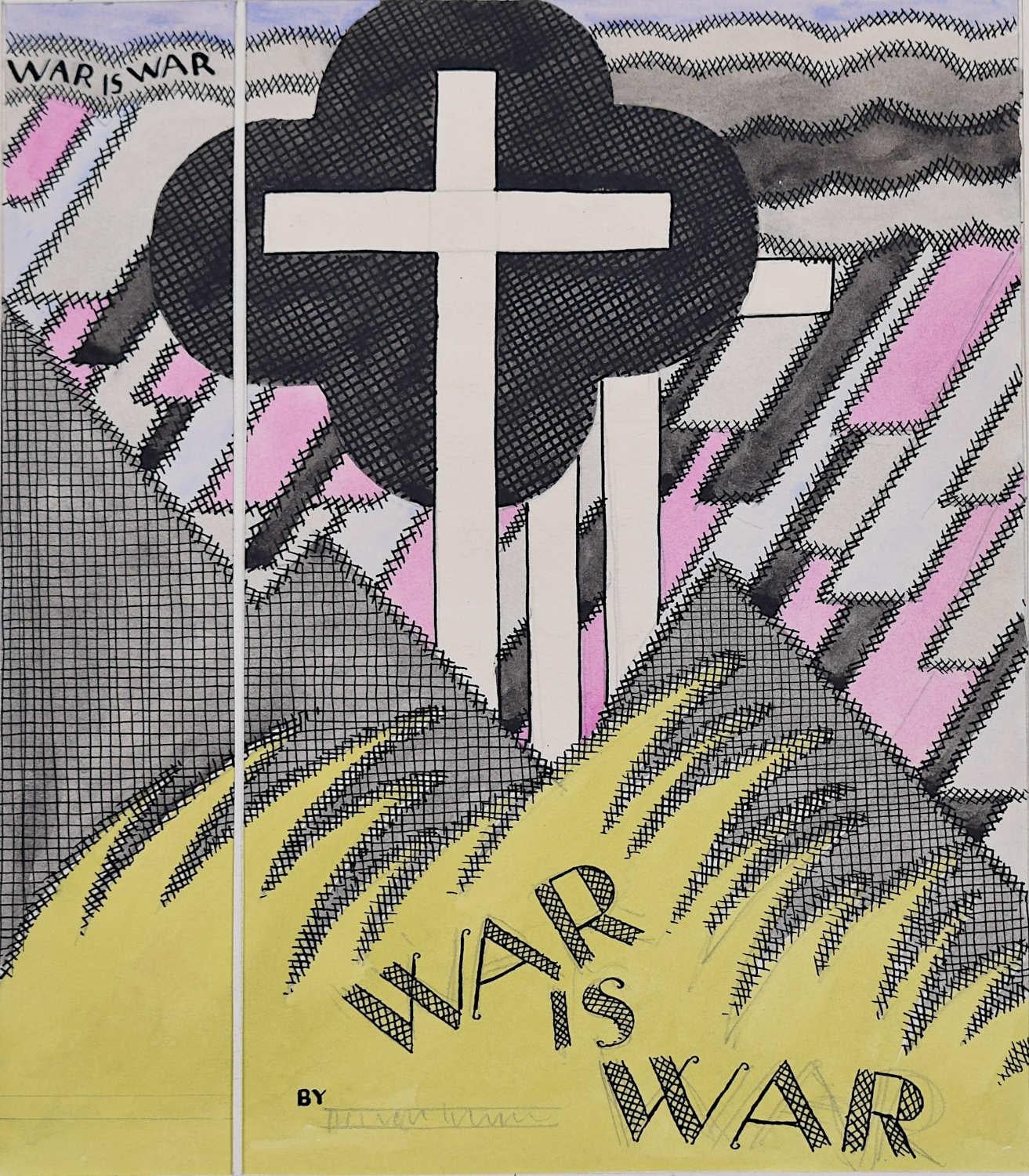 La guerra es la guerra, diseño de portada de libro art déco de los años 30 por A.E. Halliwell