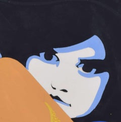 Women in blue and yellow, vintage poster design by A. E. Halliwell