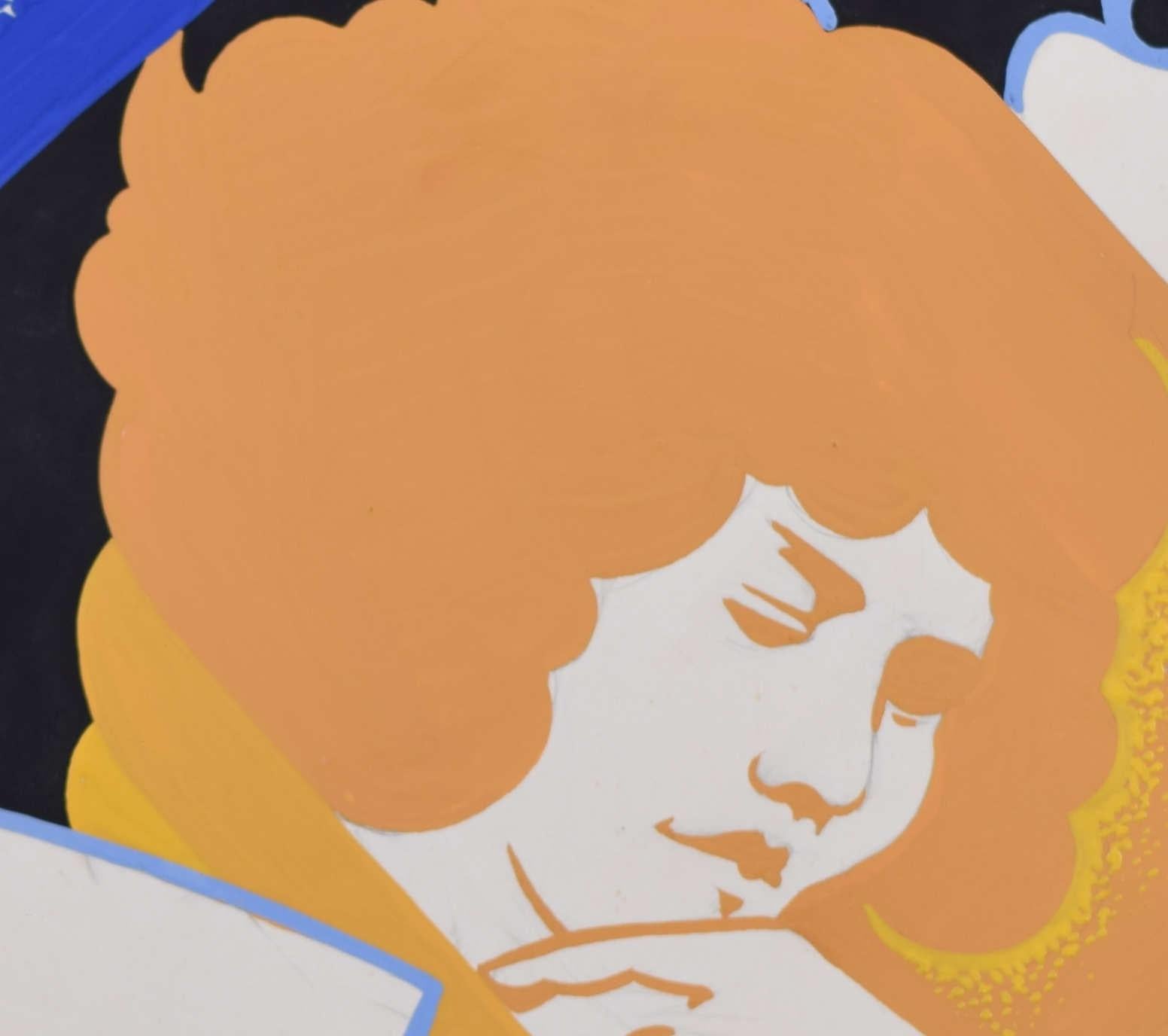 Affiche vintage « Women in bleu and jaune » (Femmes en bleu et jaune), A. E. Halliwell en vente 2
