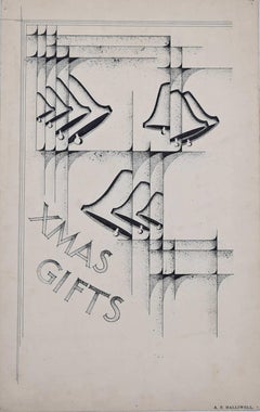 Regalos de Navidad, cartel vintage de los años 30 diseñado por A.E. Halliwell