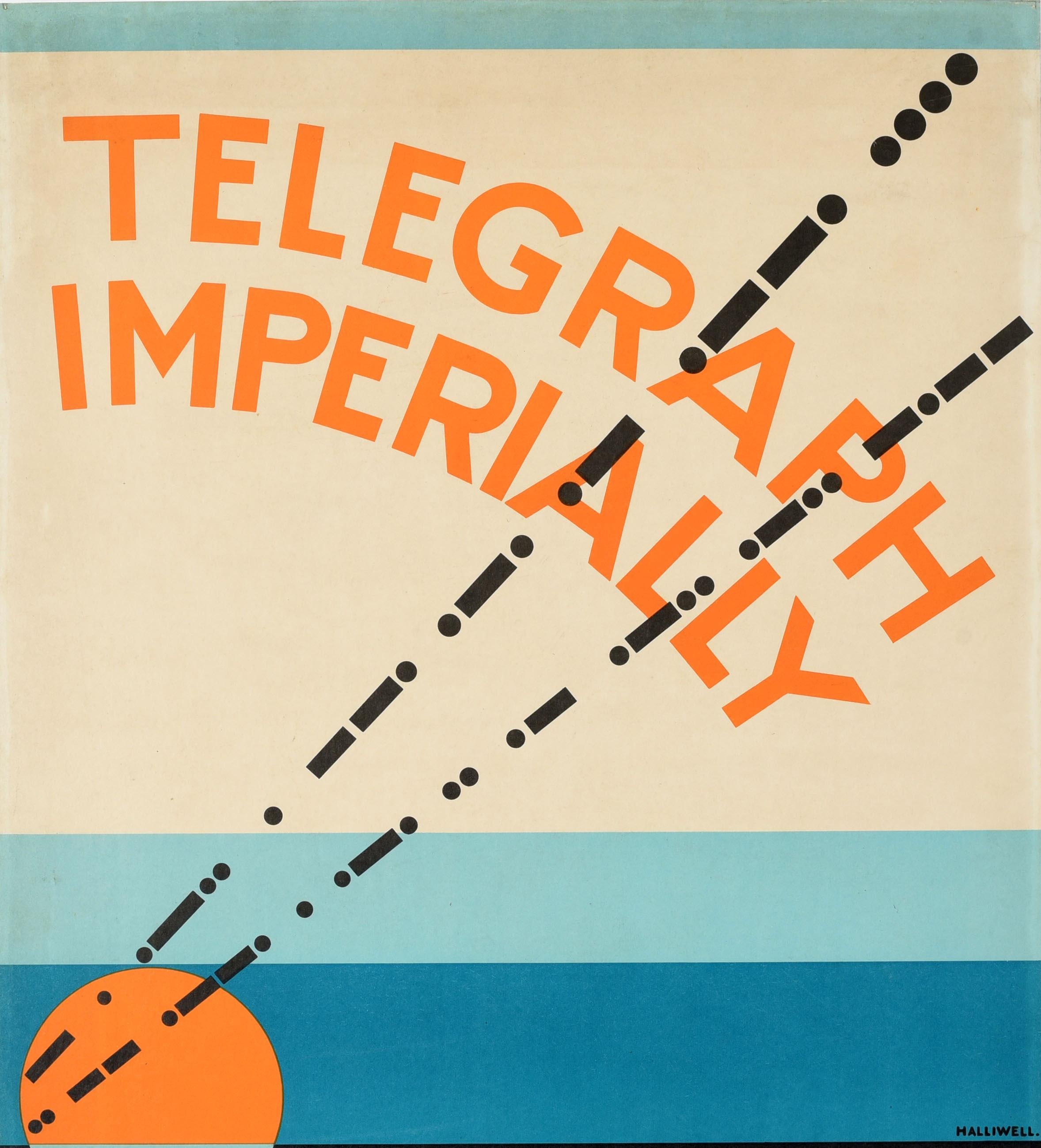 Original-Vintage-Werbeplakat Telegraph Imperially Marconi, Art dco-Design (Art déco), Print, von A.E. Halliwell