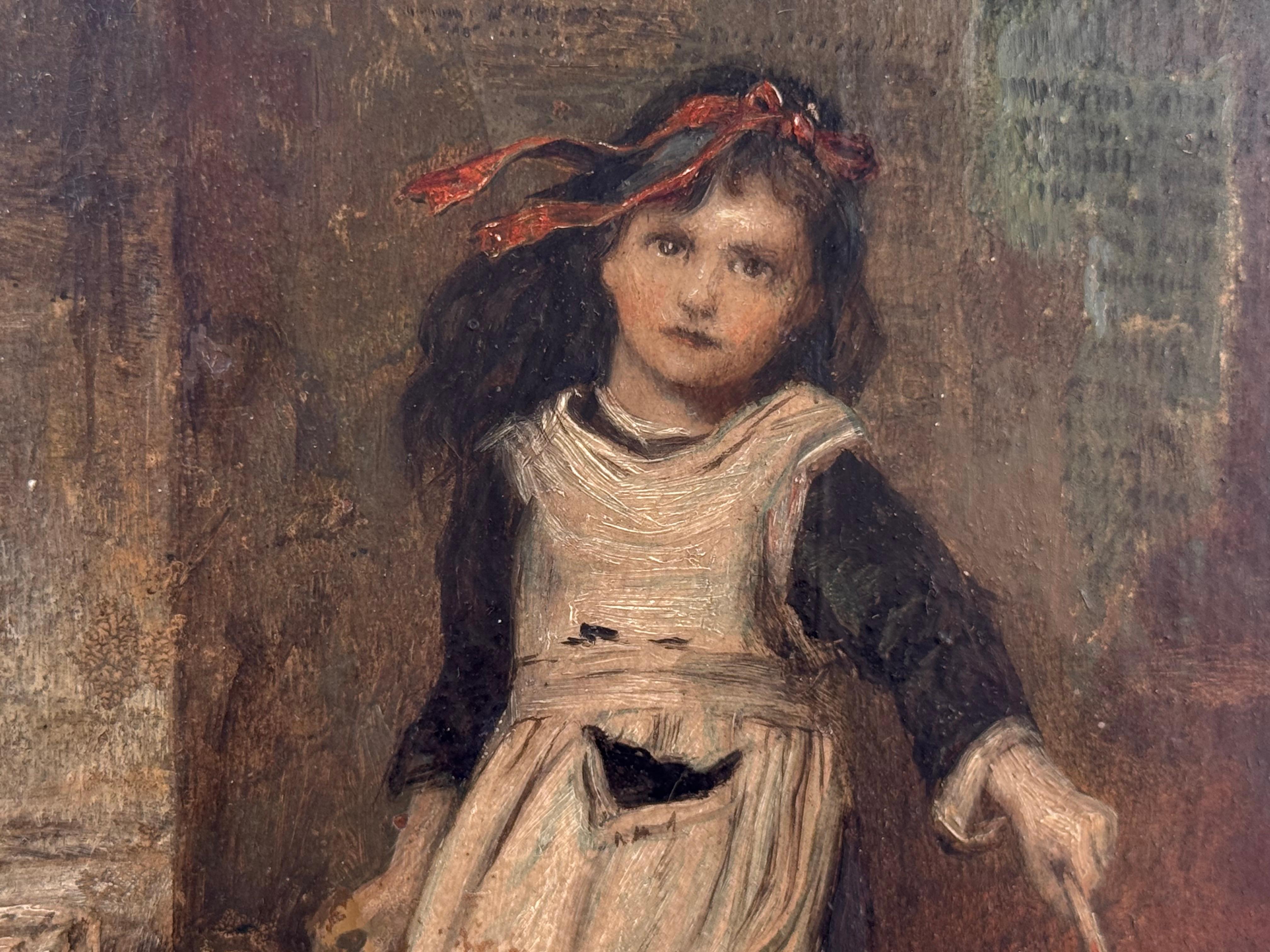 Die kleine Blumenverkäuferin, britisches Les Miserables-Bild, viktorianisches Ölgemälde im Angebot 2