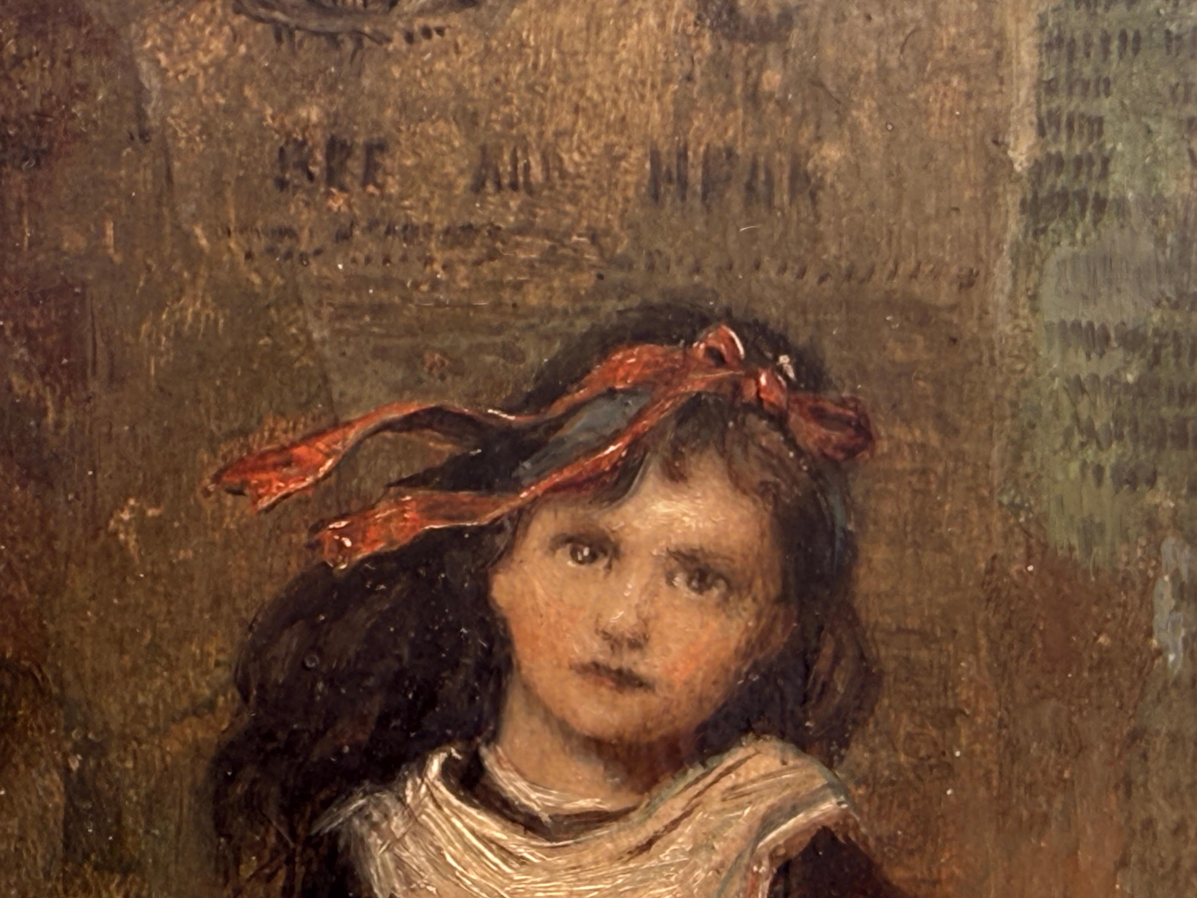 Die kleine Blumenverkäuferin, britisches Les Miserables-Bild, viktorianisches Ölgemälde im Angebot 4