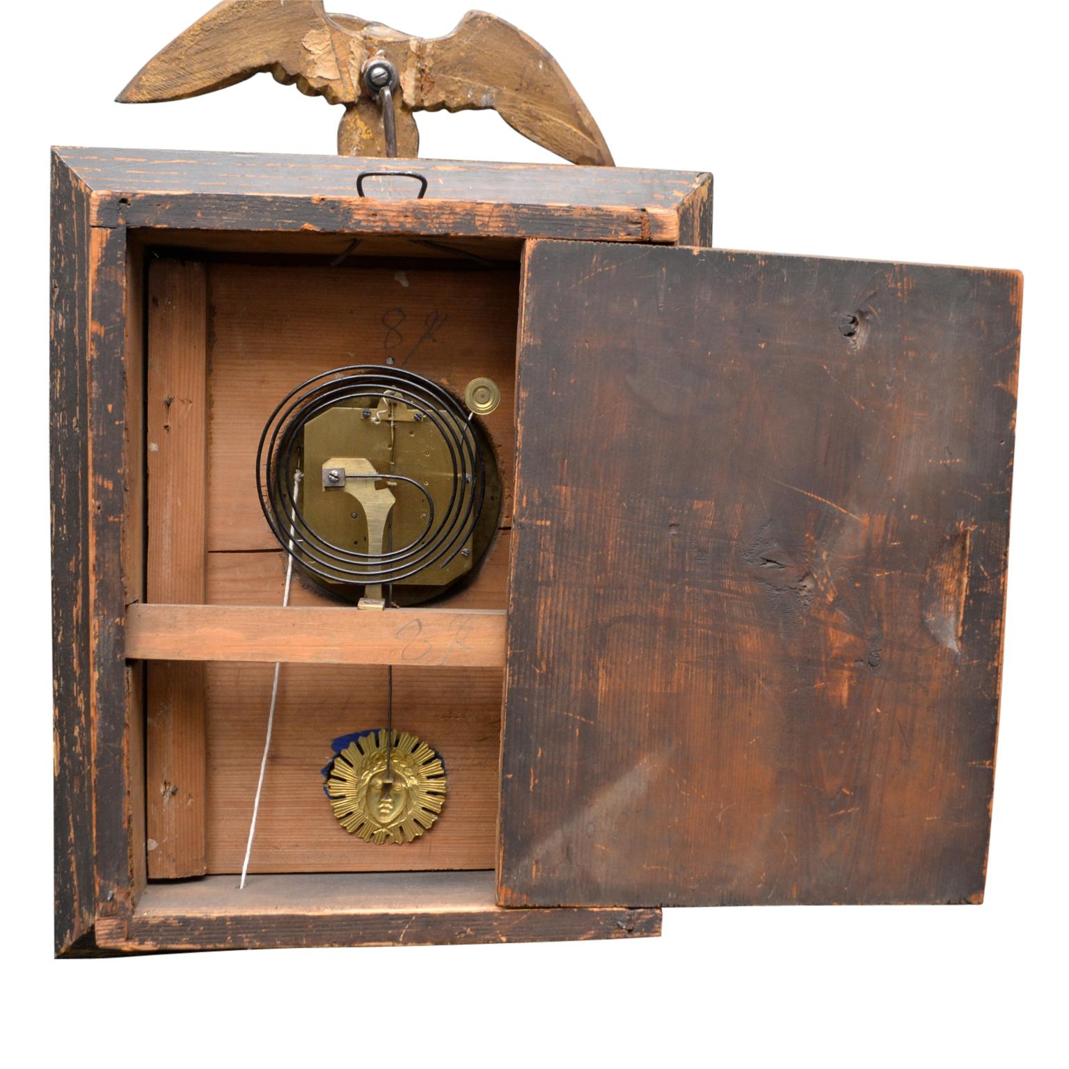 Gilt Early 19th Century Austrian Biedermeier Wall Clock For Sale