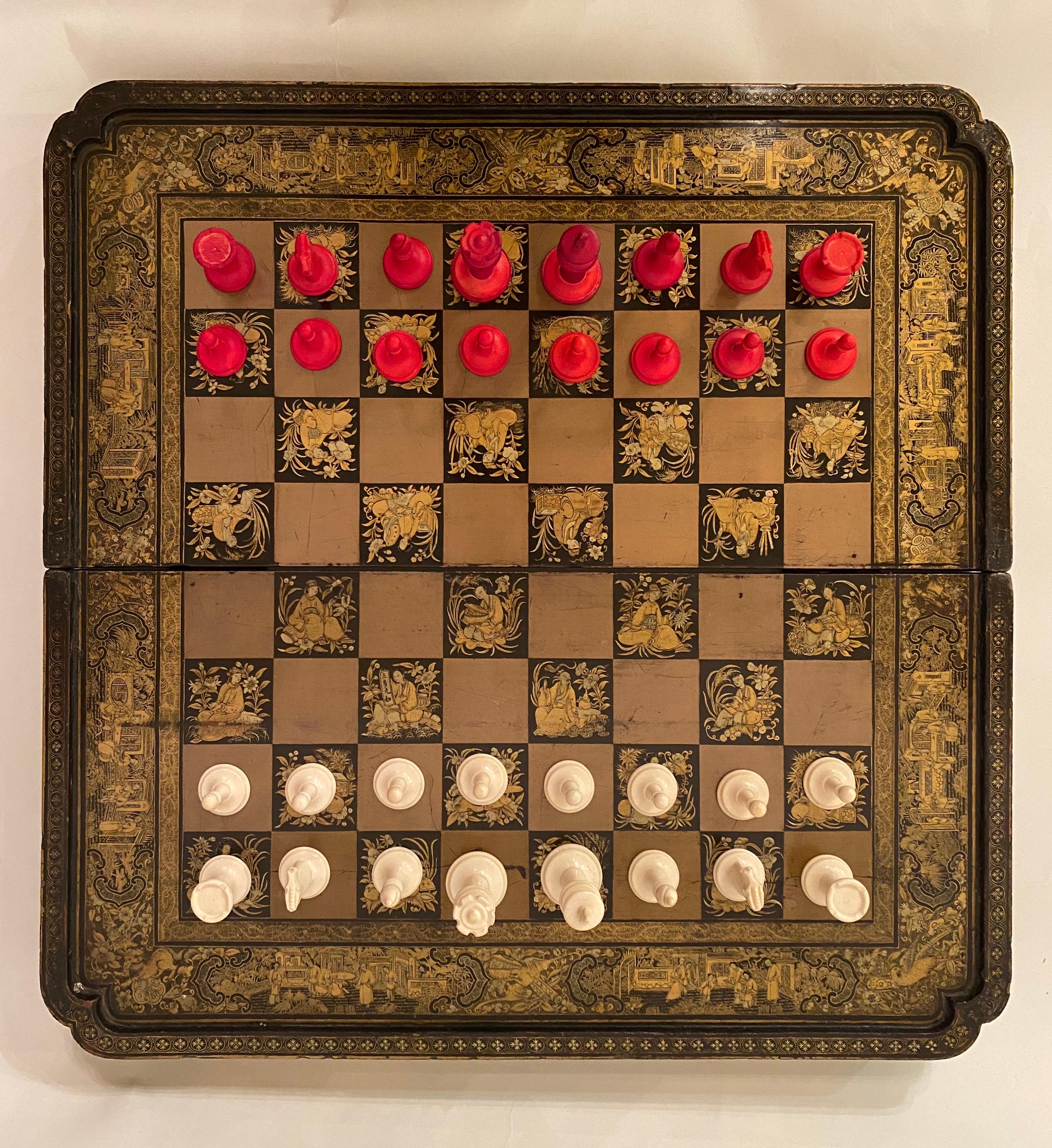 Early 19th Century Chinese Export Lacquer Chess and Backgammon Board For Sale 3