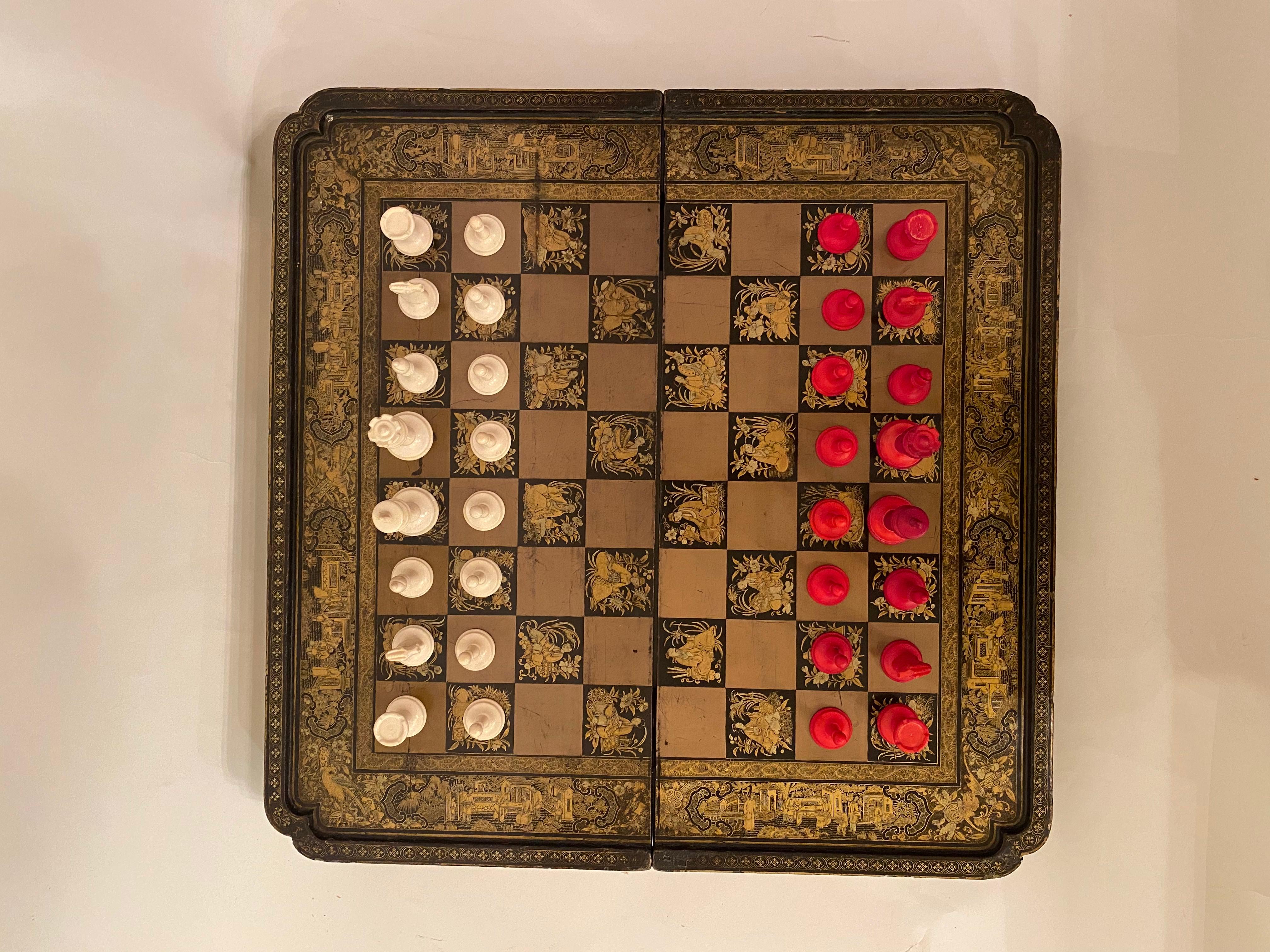 Early 19th Century Chinese Export Lacquer Chess and Backgammon Board For Sale 4