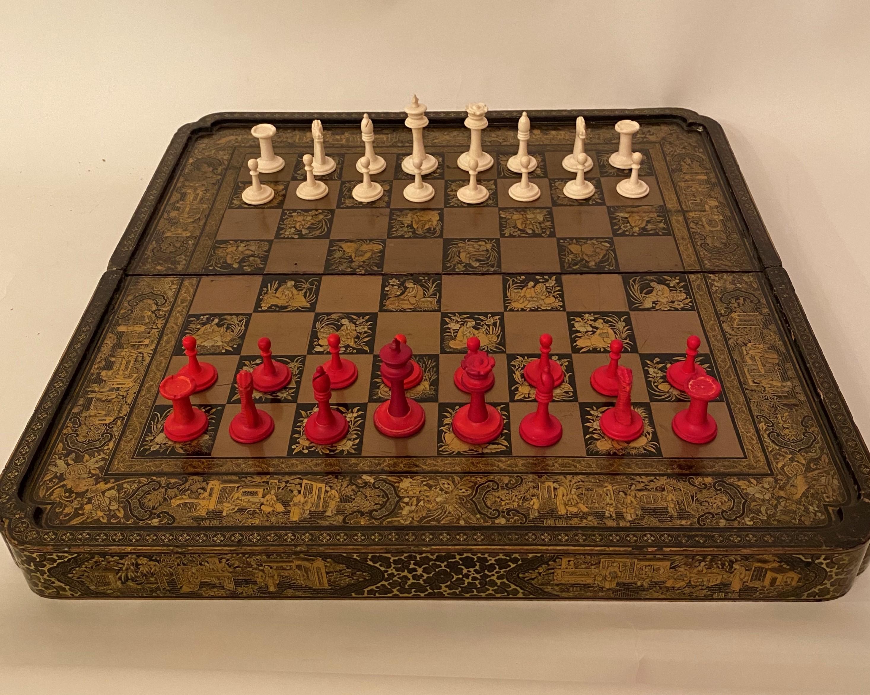 Early 19th Century Chinese Export Lacquer Chess and Backgammon Board For Sale 6