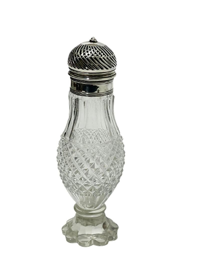 Juego de vinagrera holandesa de plata y cristal tallado con diamantes de principios del siglo XIX, 1816 en Bueno estado para la venta en Delft, NL