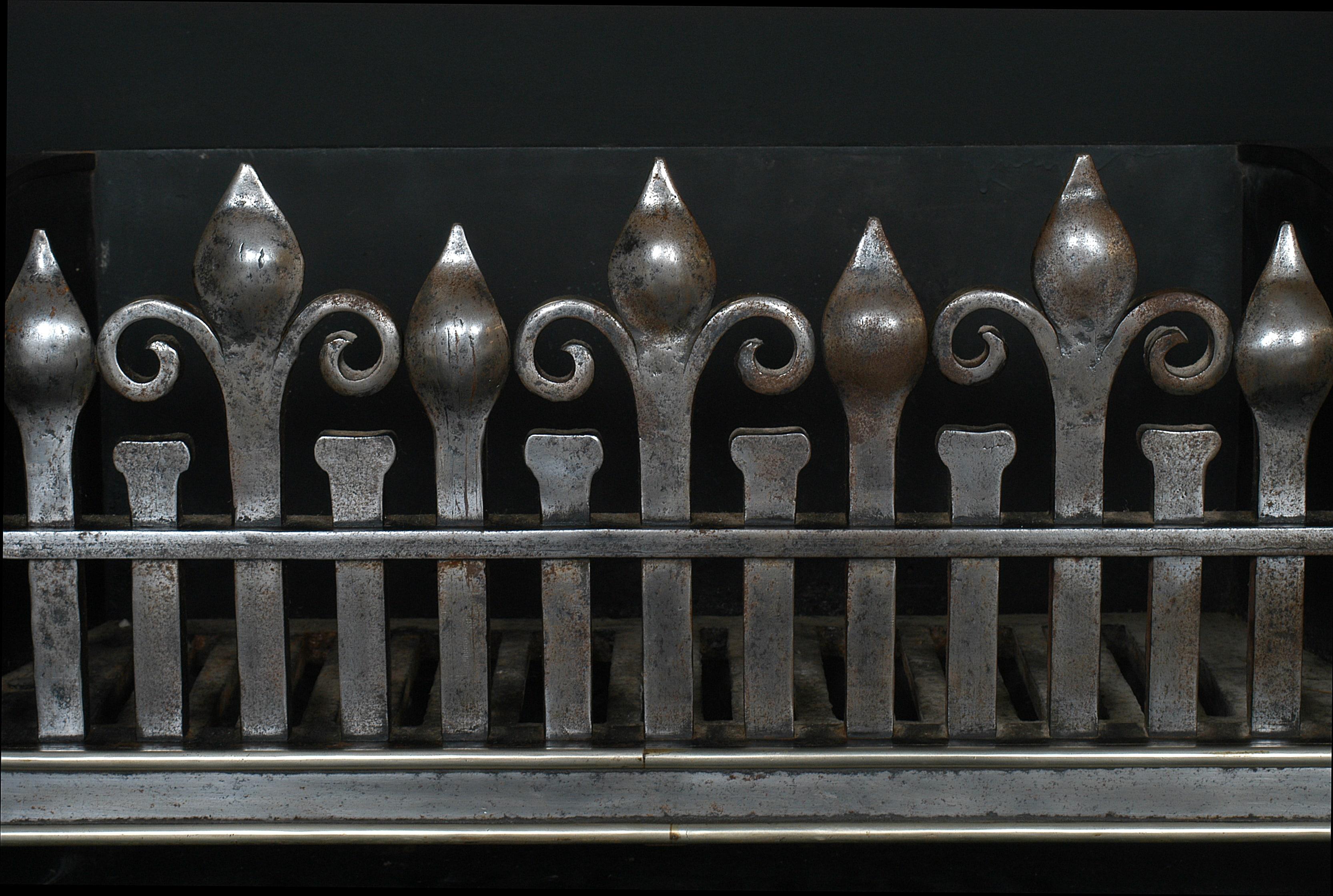 Early 19th Century English Nickel & Cast Iron Antique Firegrate For Sale 2