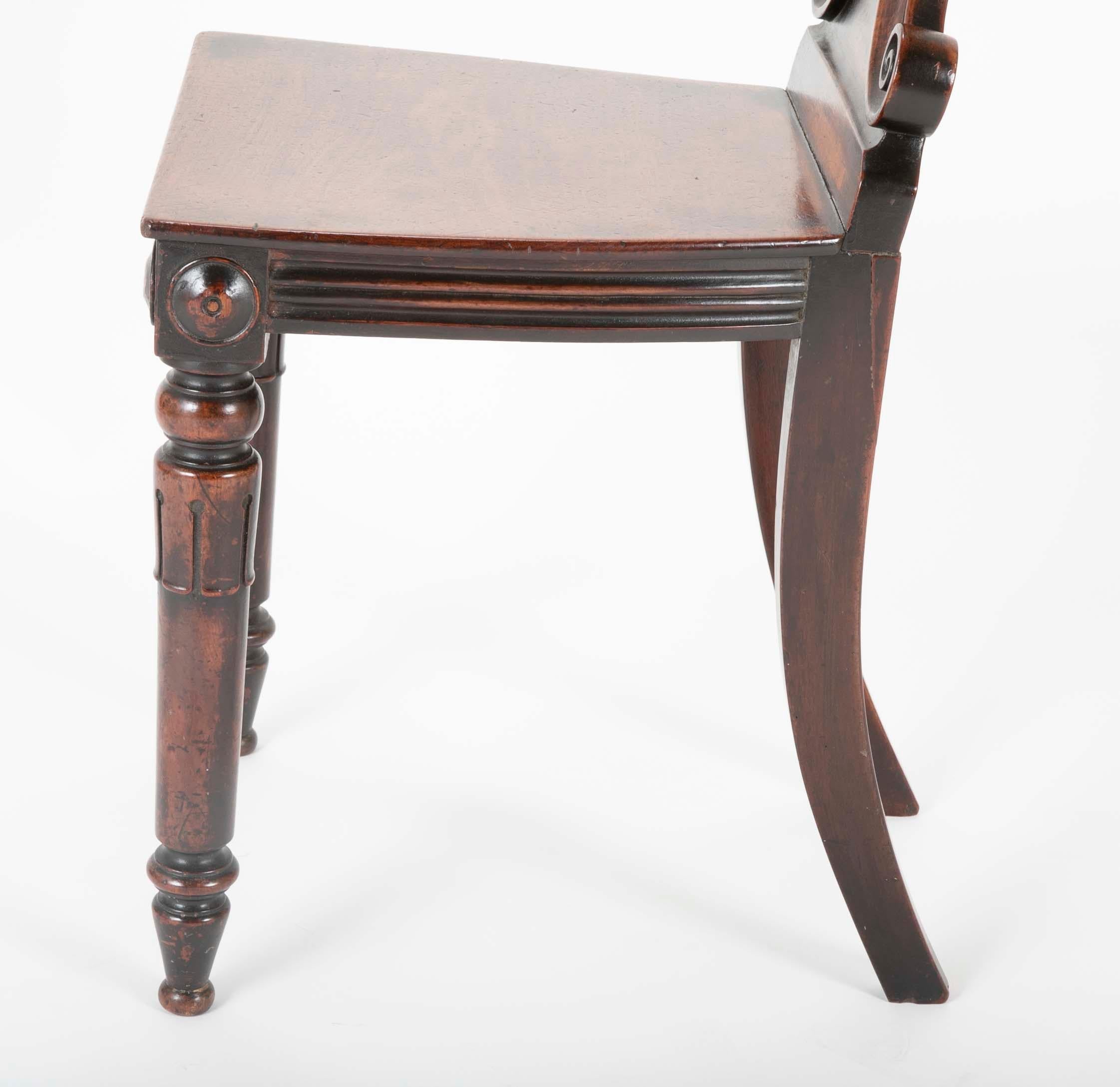 Early 19th Century Georgian Shell Back Hall Chair with Lion Carving 7
