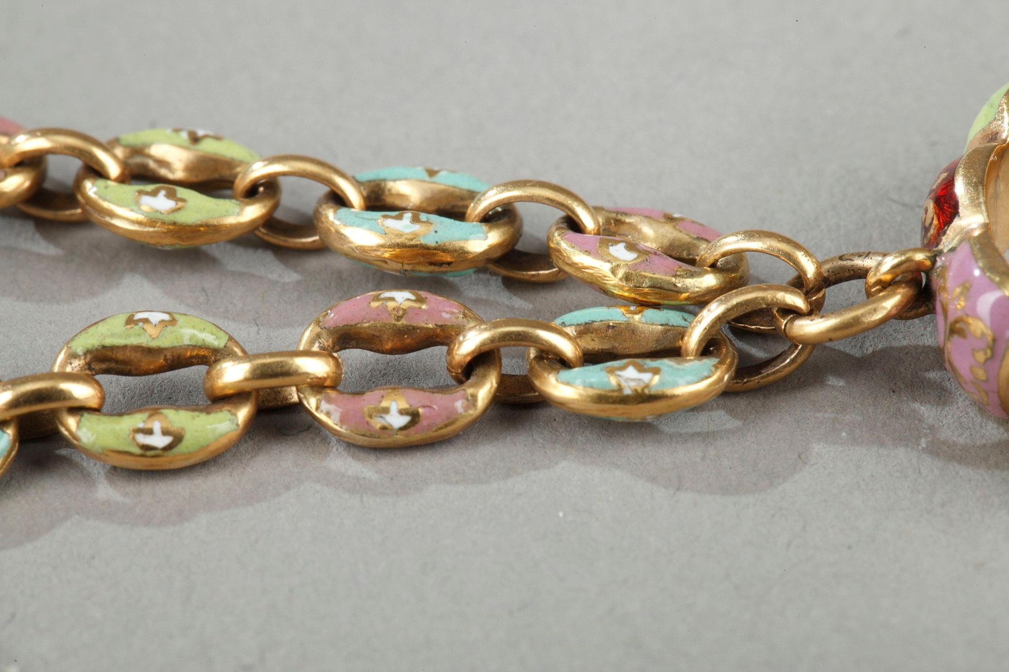 Early 19th Century Gold and Enamel Vinaigrette, Chain, and Ring, circa 1820 For Sale 10