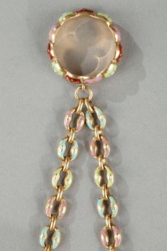 Early 19th Century Gold and Enamel Vinaigrette, Chain, and Ring, circa 1820