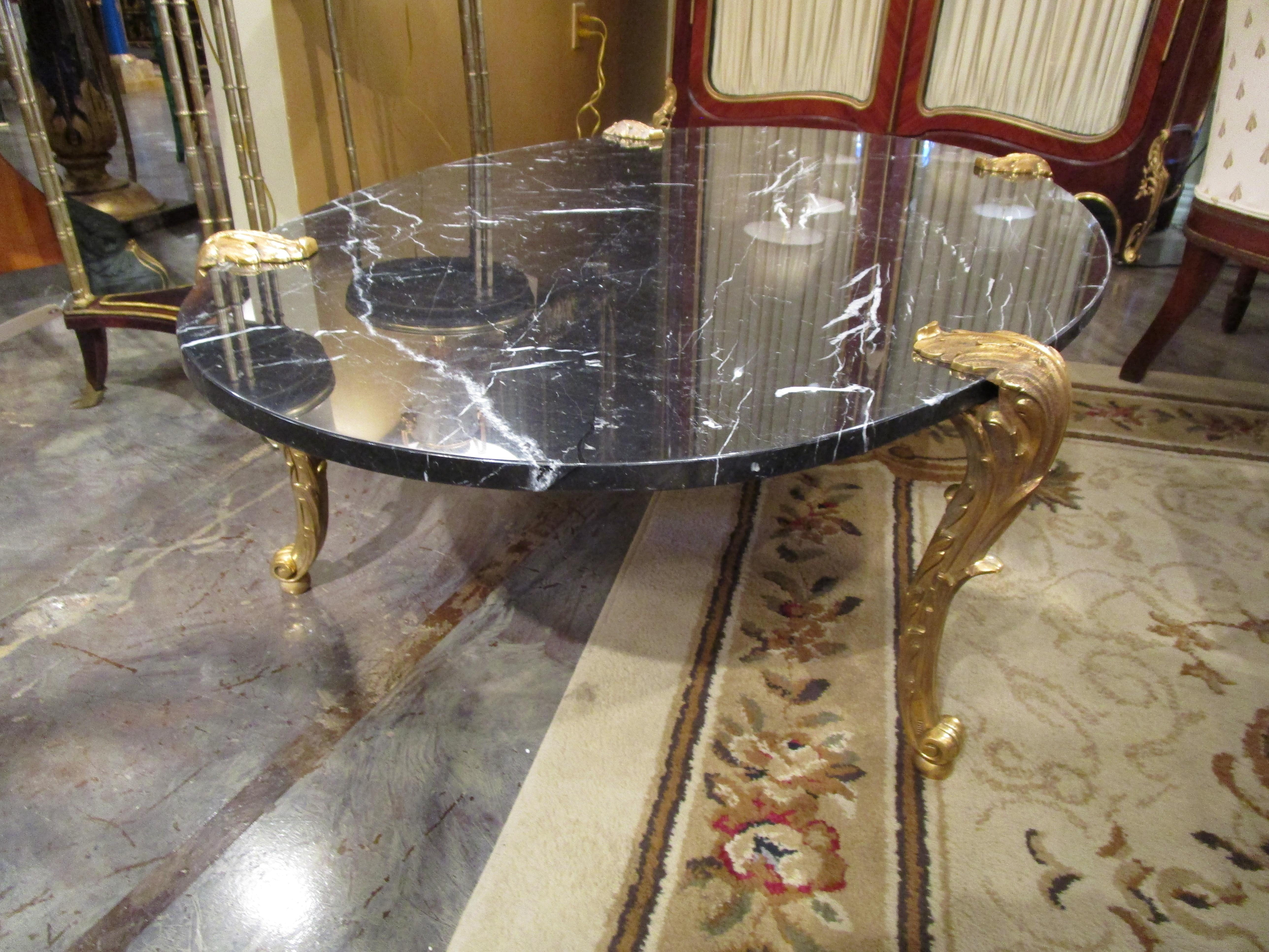 20th Century Early 20th C French Louis XV Gilt Bronze Legged Cocktail Table by PE Guerin