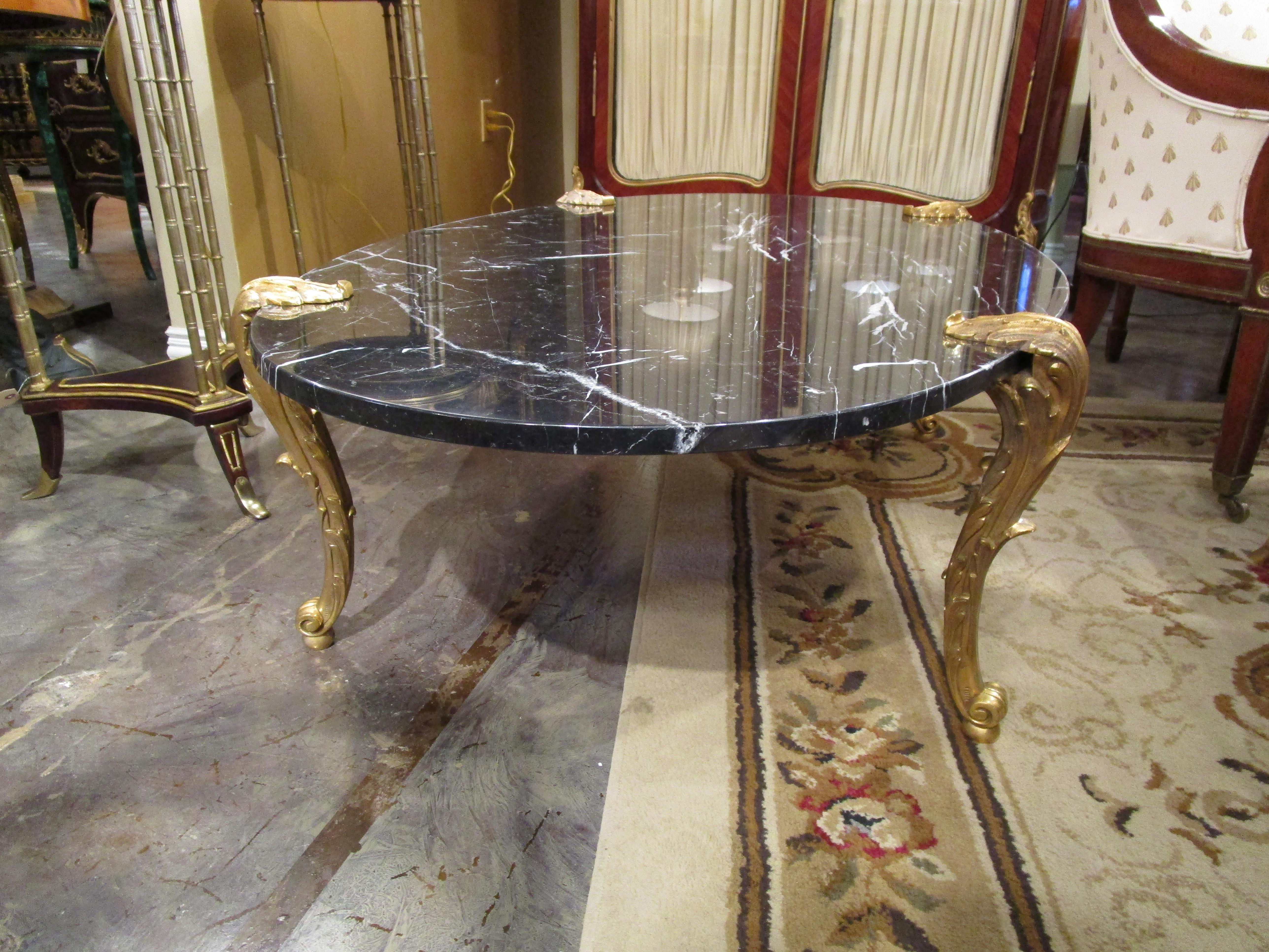 Early 20th C French Louis XV Gilt Bronze Legged Cocktail Table by PE Guerin 3