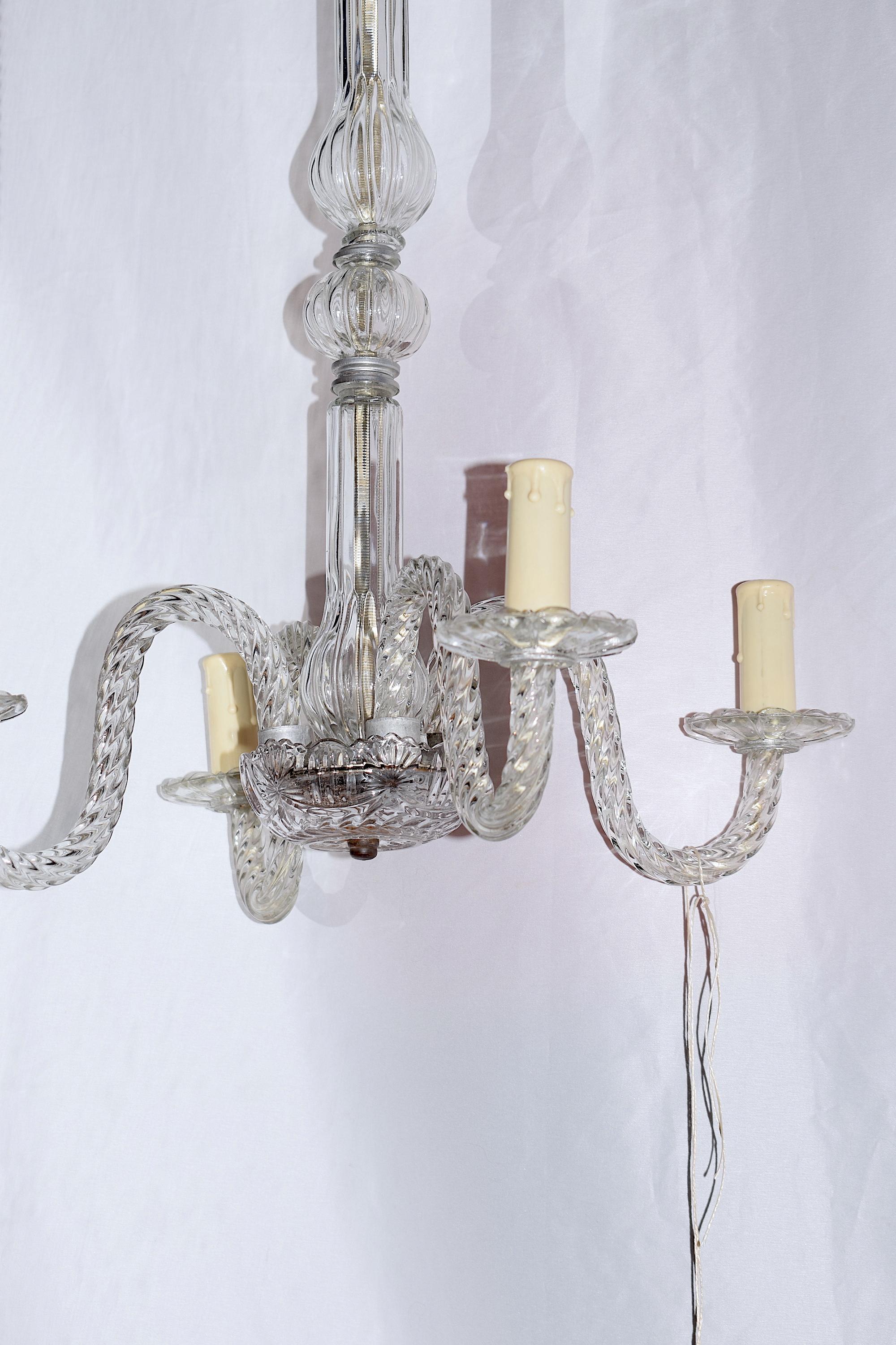 Hand-Crafted Early 20th Century Glass Chandelier